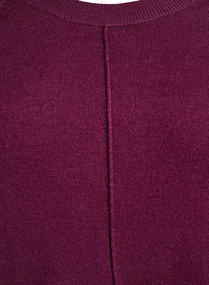 Strickkleid mit Raglanärmeln und Mittelnaht, Dunkles Bordeaux, Packshot image number 2