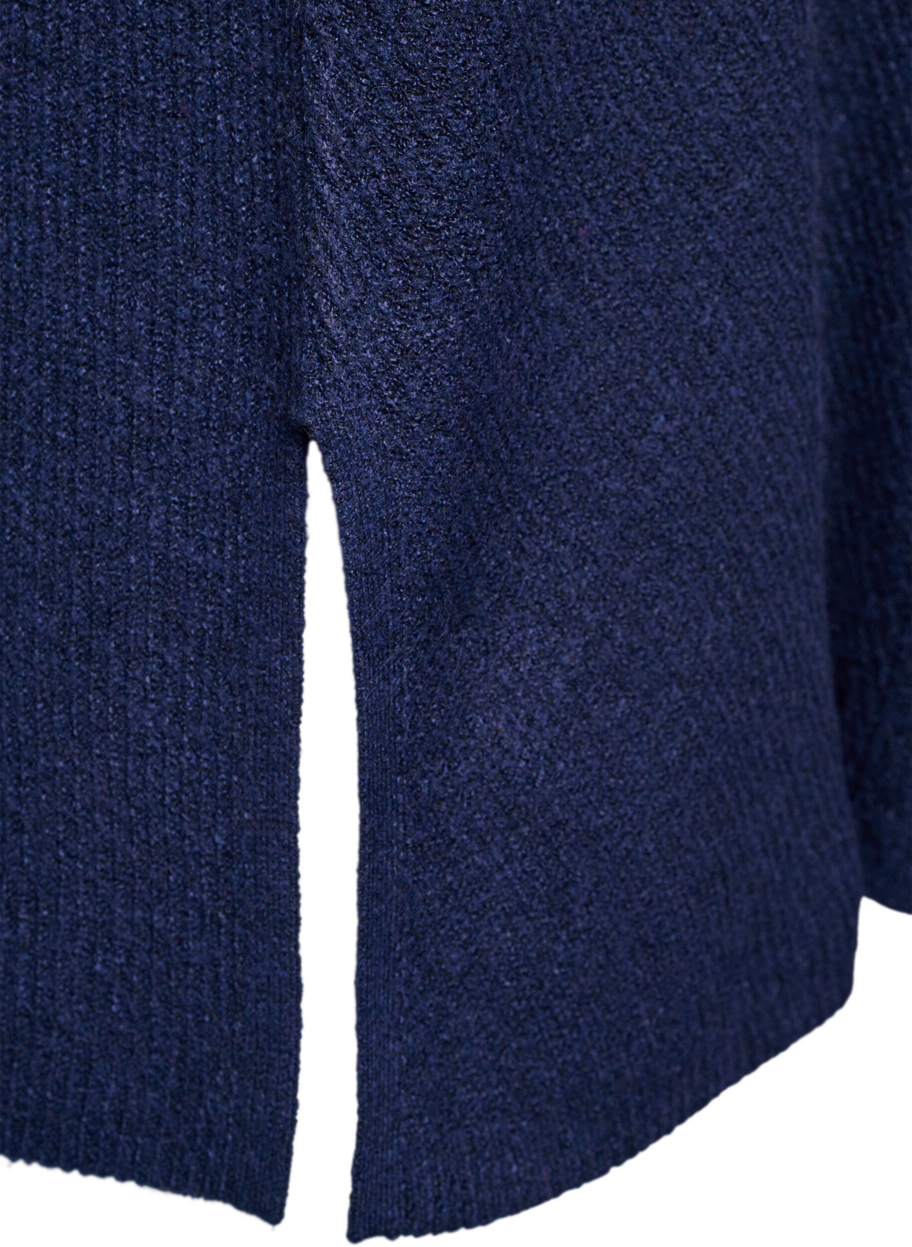 ZizziStrickpullover mit diagonalem Muster und Raglan&auml;rmeln, Blau, Packshot image number 3