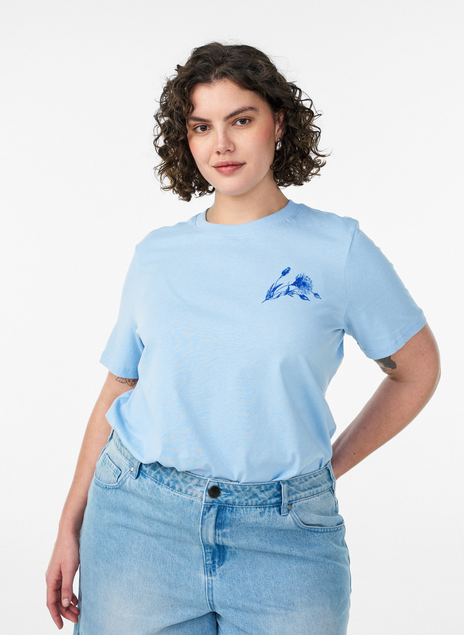 ZizziT-shirt aus Baumwolle mit Print, Blau, Model image number 0