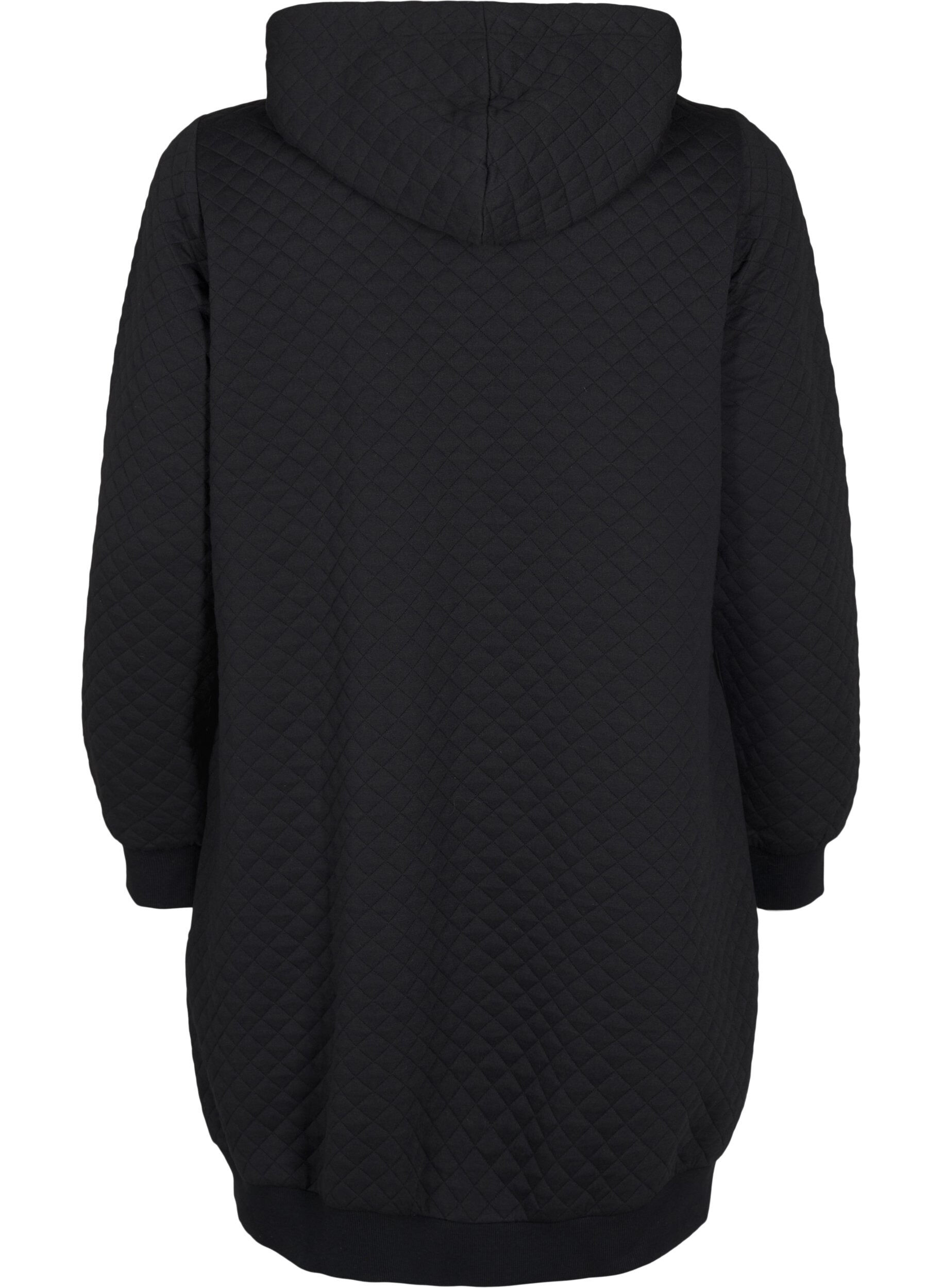 ZizziLange gesteppte Sportstrickjacke mit Rei&szlig;verschluss, Schwarz, Packshot image number 1