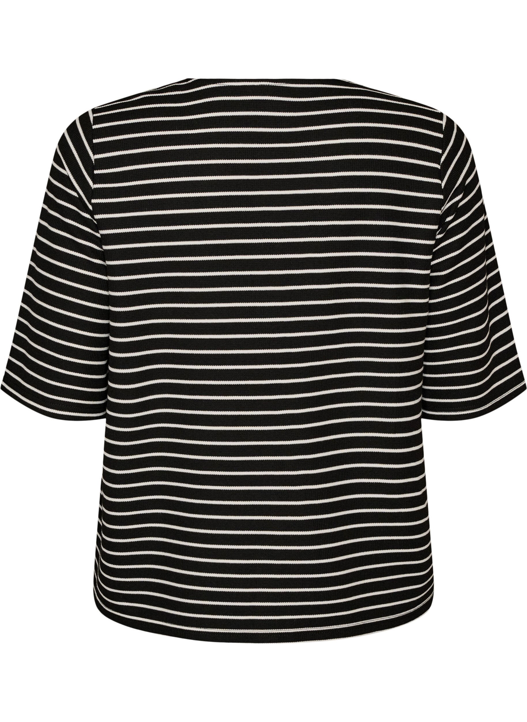 ZizziBluse mit Rippstruktur und Knopfleiste, Schwarz, Packshot image number 1