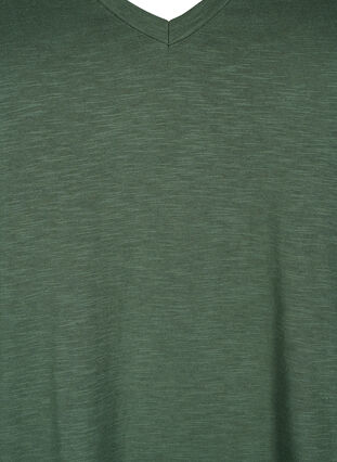 Kurzärmeliges Basic T-Shirt mit V-Ausschnitt, Thyme, Packshot image number 2