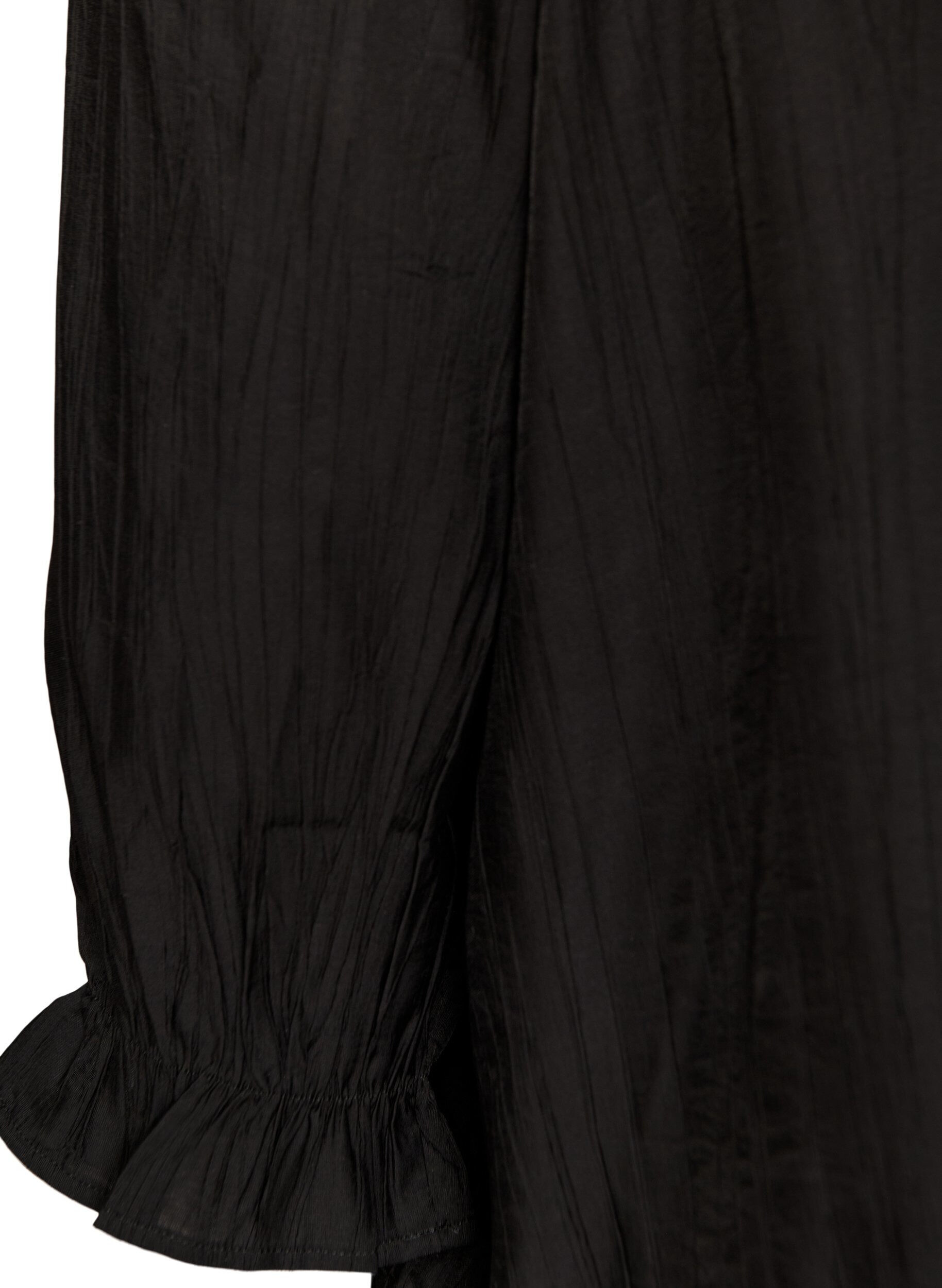 ZizziViskosebluse mit eckigem Ausschnitt und 3/4-&Auml;rmeln, Schwarz, Packshot image number 3