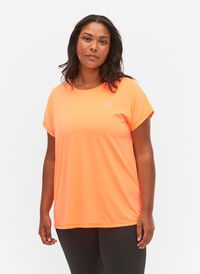 Kurzarm Trainingsshirt, Neon Orange, Model