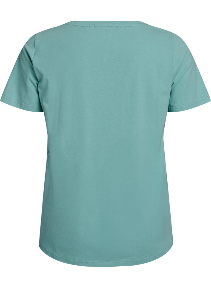 Einfarbiges Basic-T-Shirt aus Baumwolle, Gr&uuml;n, Packshot image number 1