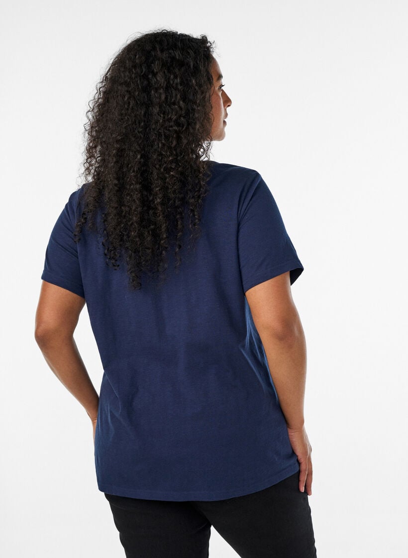 T-Shirt mit Knopfleiste, Blau, Model image number 2