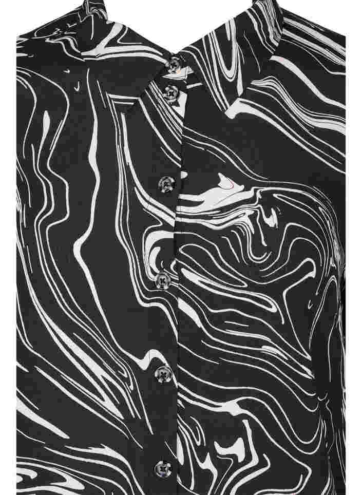Langärmeliges Viskosehemd mit Print, Black Swirl AOP, Packshot image number 2