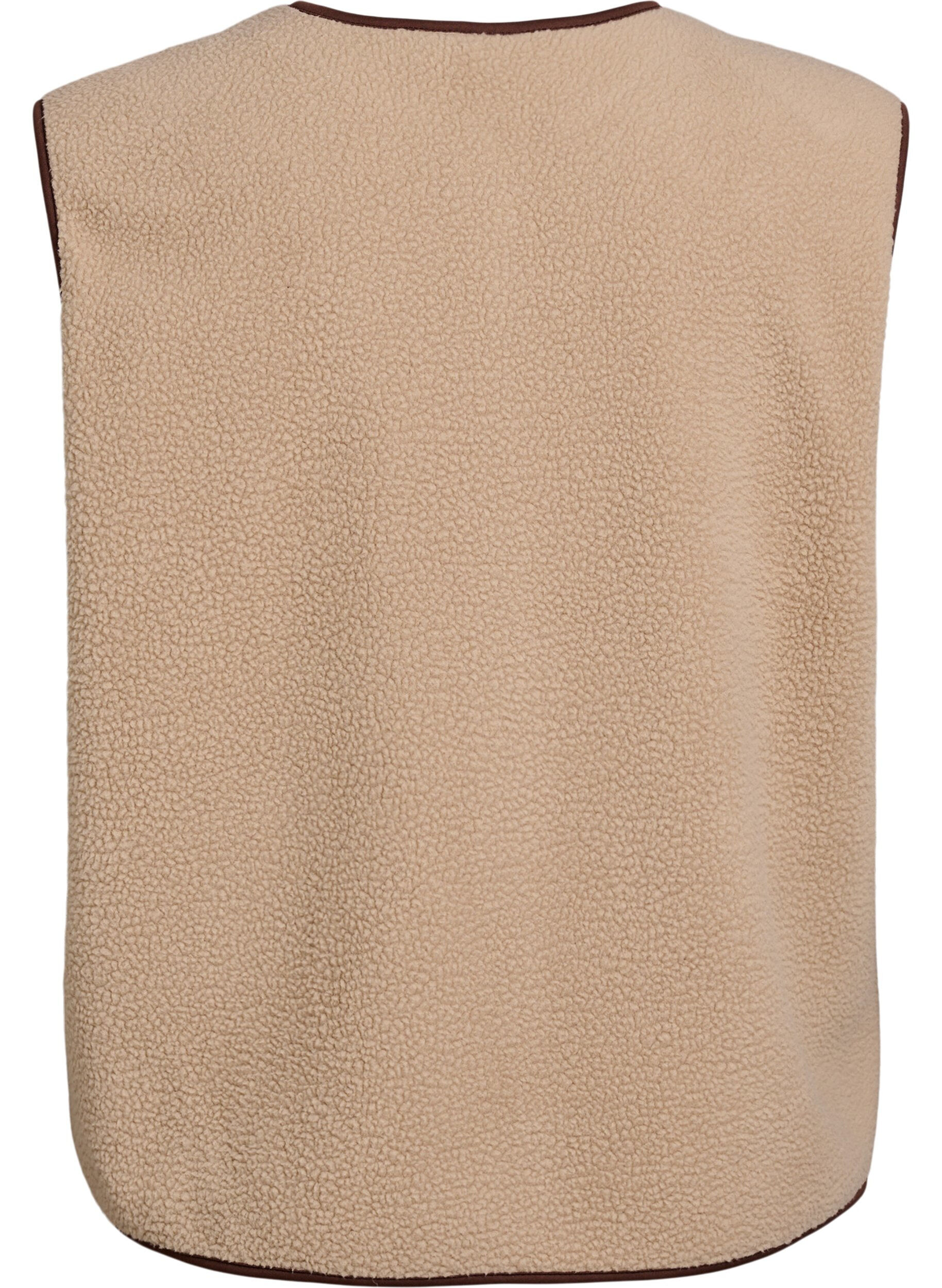 ZizziWeste aus Teddyfleece mit kontrastfarbenen Details, Beige, Packshot image number 1