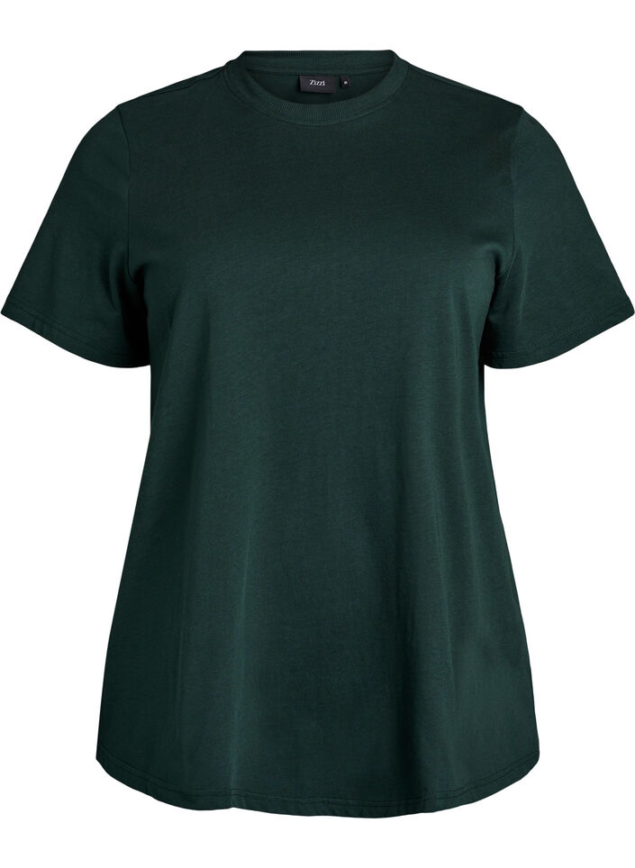 Basic-T-Shirt aus Baumwolle mit Rundhalsausschnitt, Gr&uuml;n, Packshot image number 0