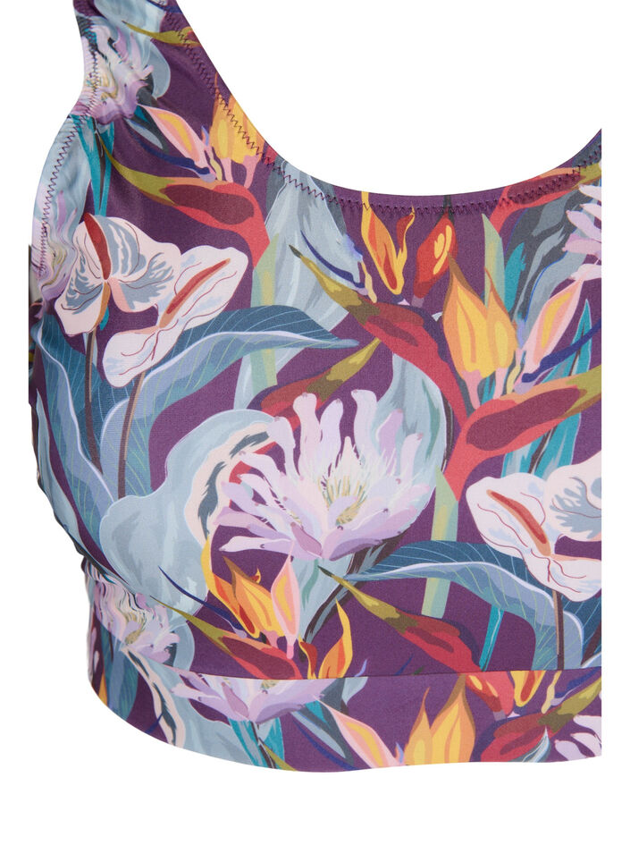 Bikini-Top mit Rundhalsausschnitt, Deep Tropical Print, Packshot image number 2