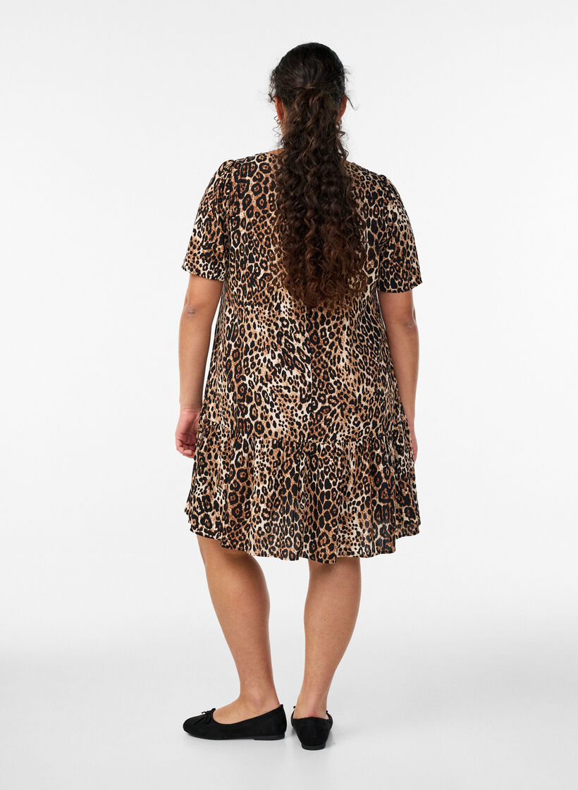 Kleid aus Viskose mit Schnittlinie, Braun, Model image number 2