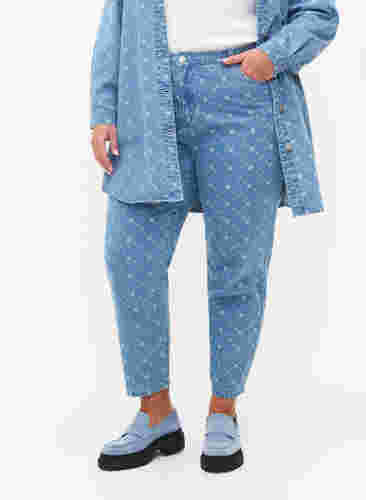 Mille Mom Fit Jeans mit Print, Light blue denim, Model image number 2