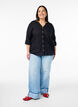 Baumwollbluse mit V-Ausschnitt, Schwarz, Model image number 1