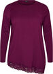 Jerseybluse mit asymmetrischem Spitzenbesatz, Lila, Packshot image number 0