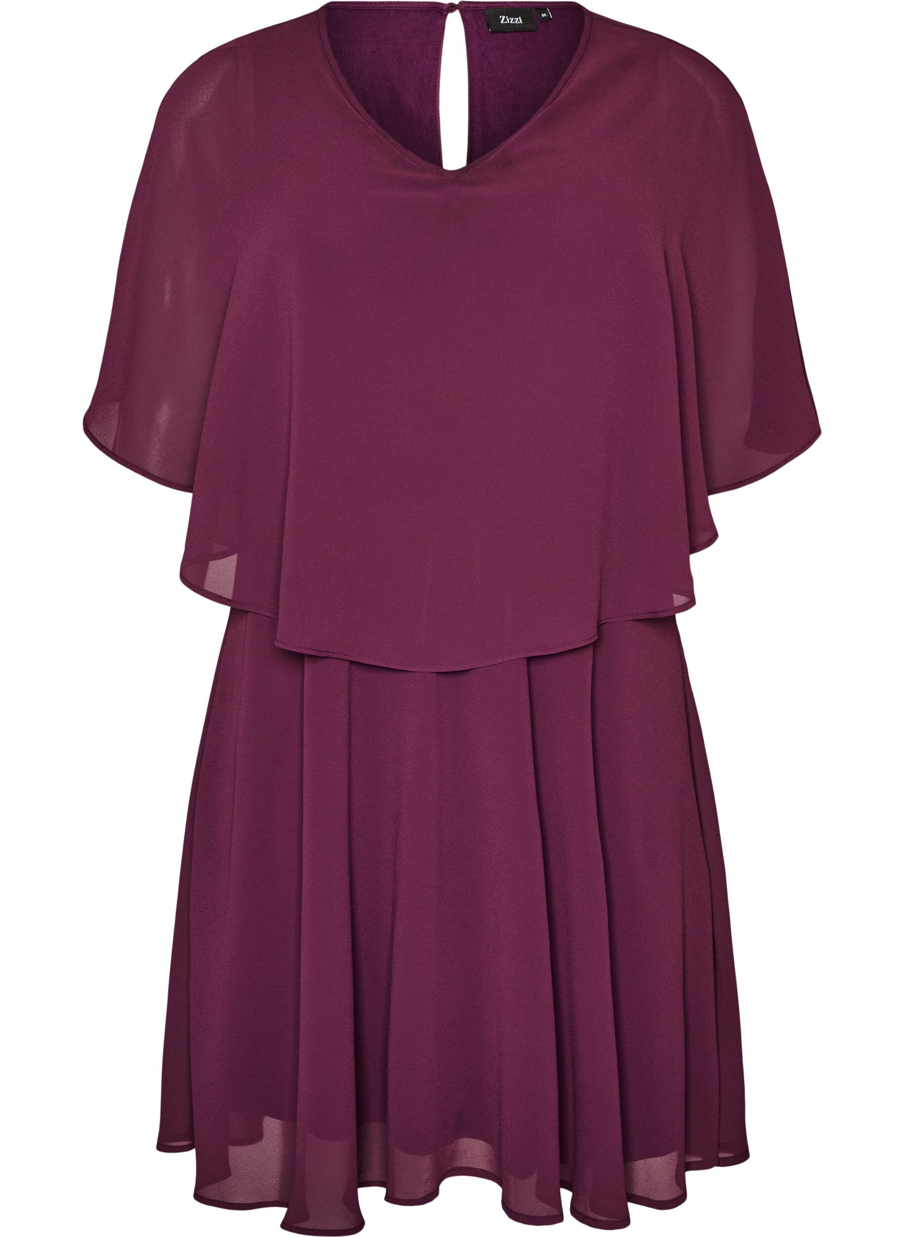 ZizziKurzes Chiffon-Partykleid mit Lagen-Effekt, Rot, Packshot image number 0