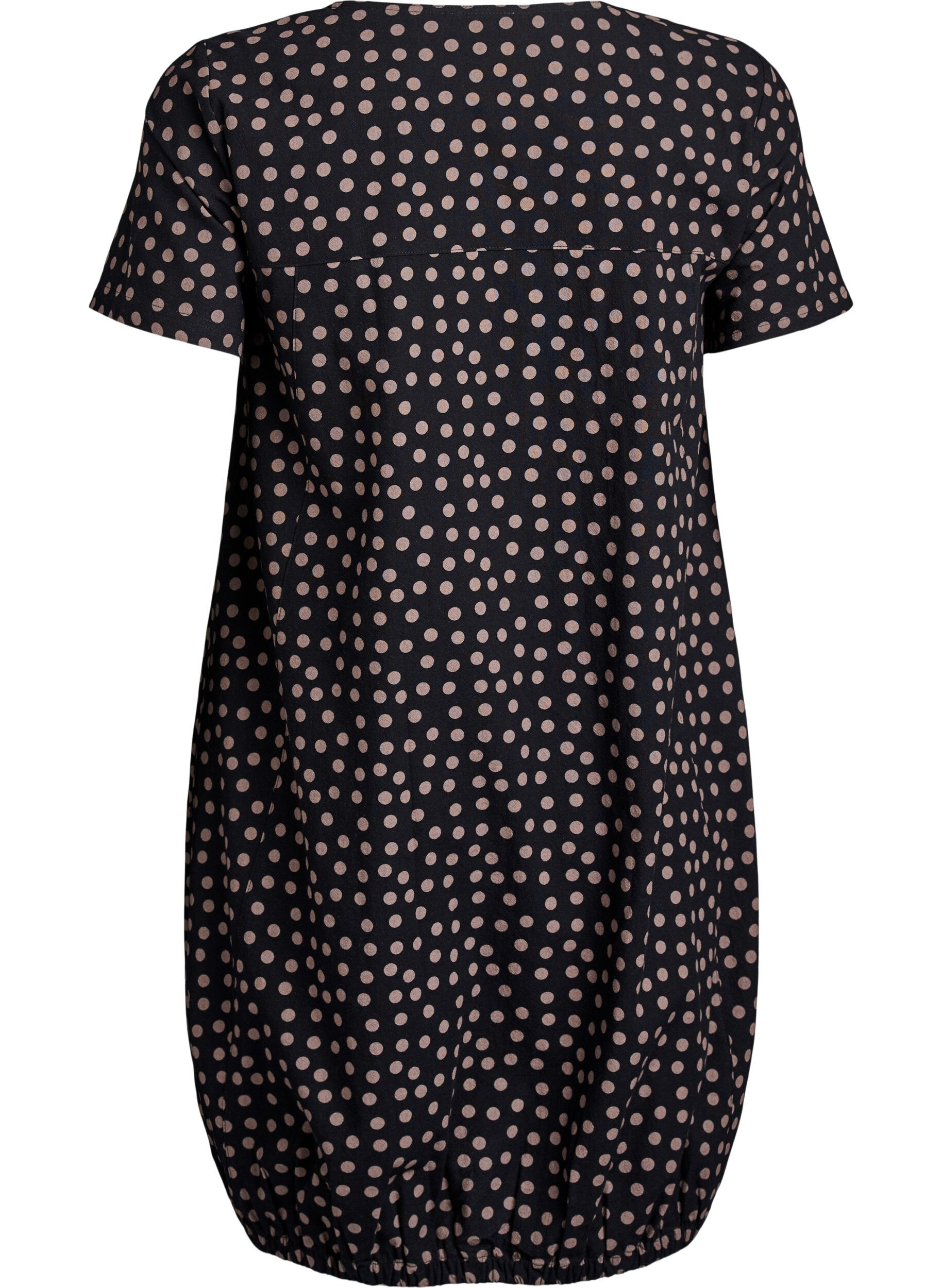 ZizziKurz&auml;rmliges Baumwollkleid mit Aufdruck, Braun, Packshot image number 1