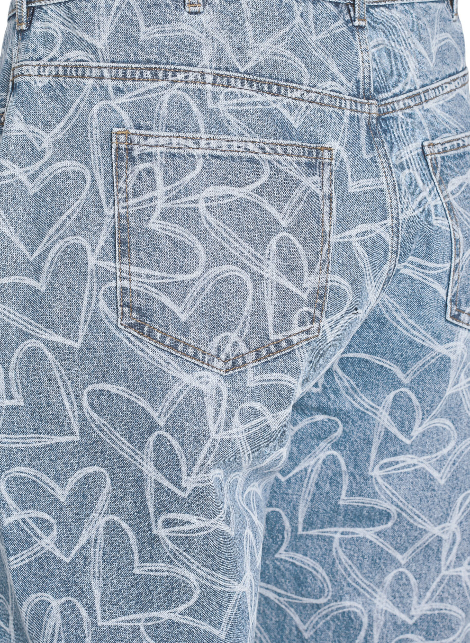 ZizziMille Mom Fit Jeans mit Stickerei, Blau, Packshot image number 3