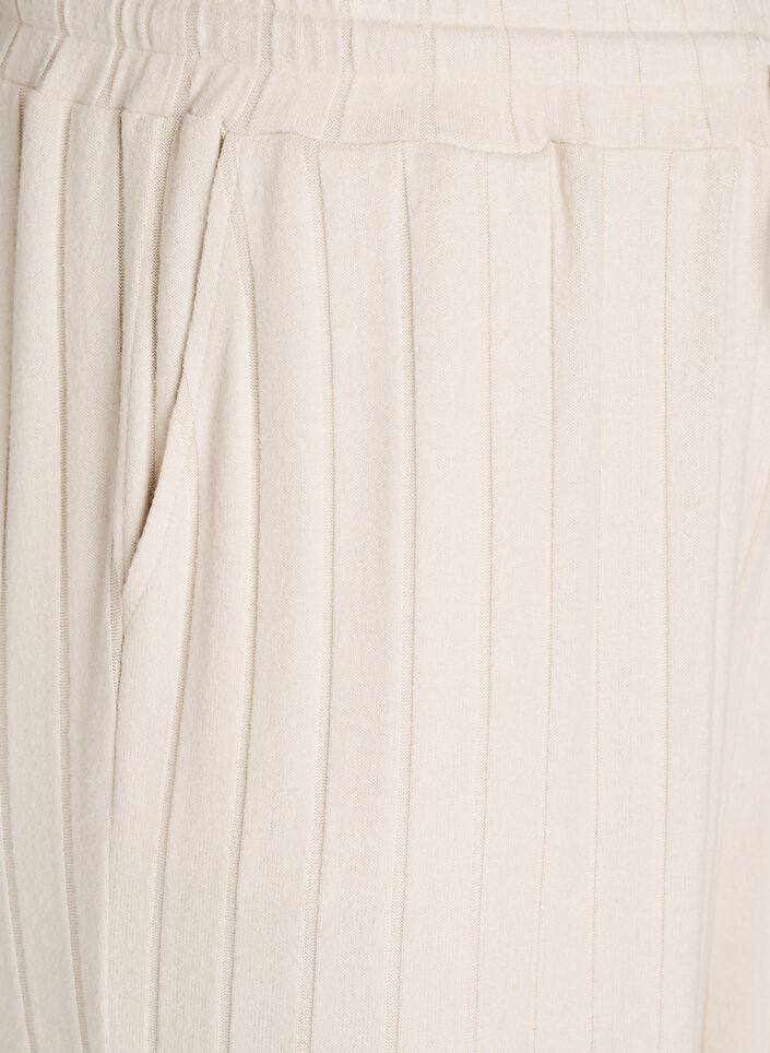 Loungehose aus geripptem Jersey mit hoher Taille, Beige, Packshot image number 2