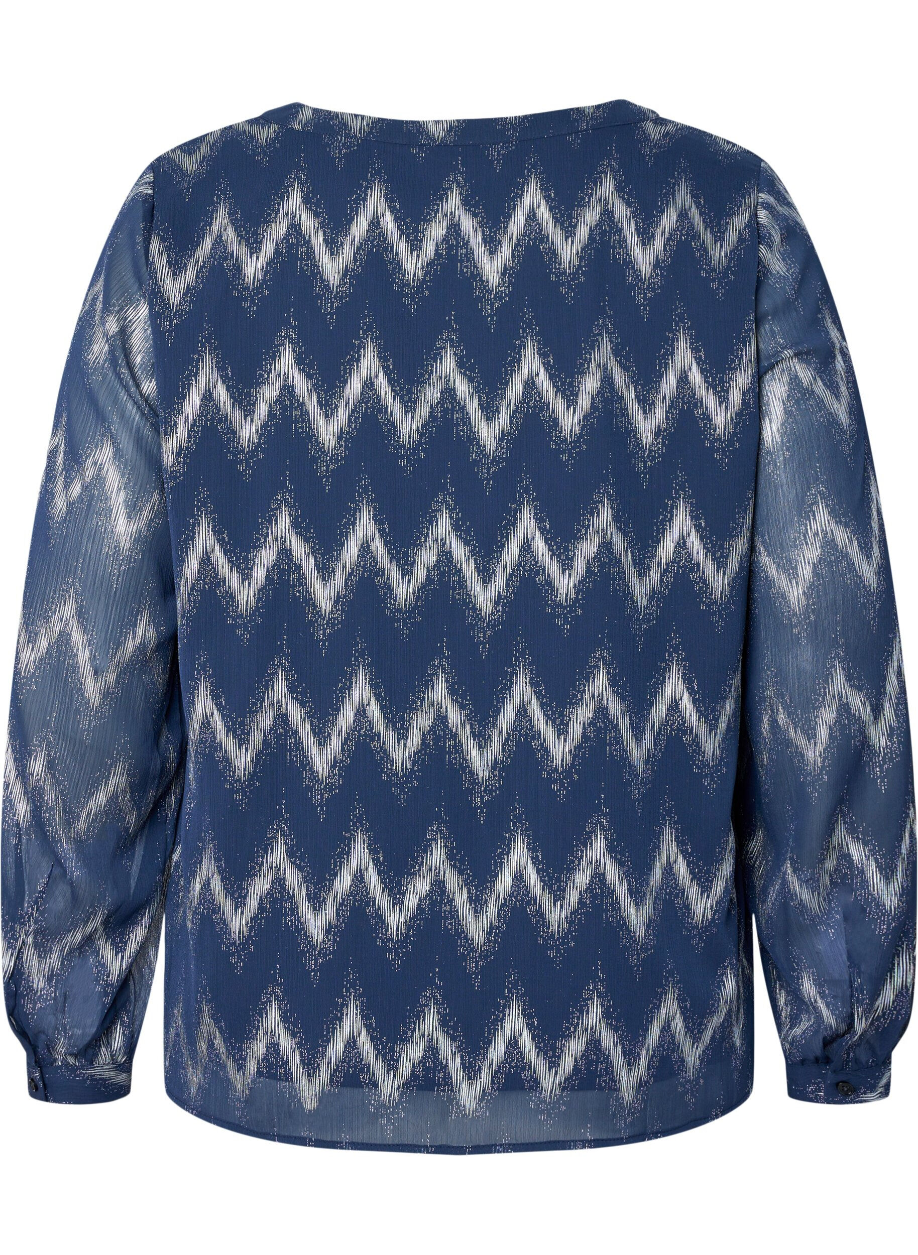 ZizziBedruckte Bluse mit V-Ausschnitt, Blau, Packshot image number 1