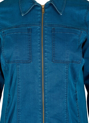 Denimkleid mit Reißverschluss und Kragen, Dark blue denim, Packshot image number 2