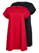 2er-Pack T-Shirt-Kleid mit kurzen Ärmeln, Rot, Packshot image number 0