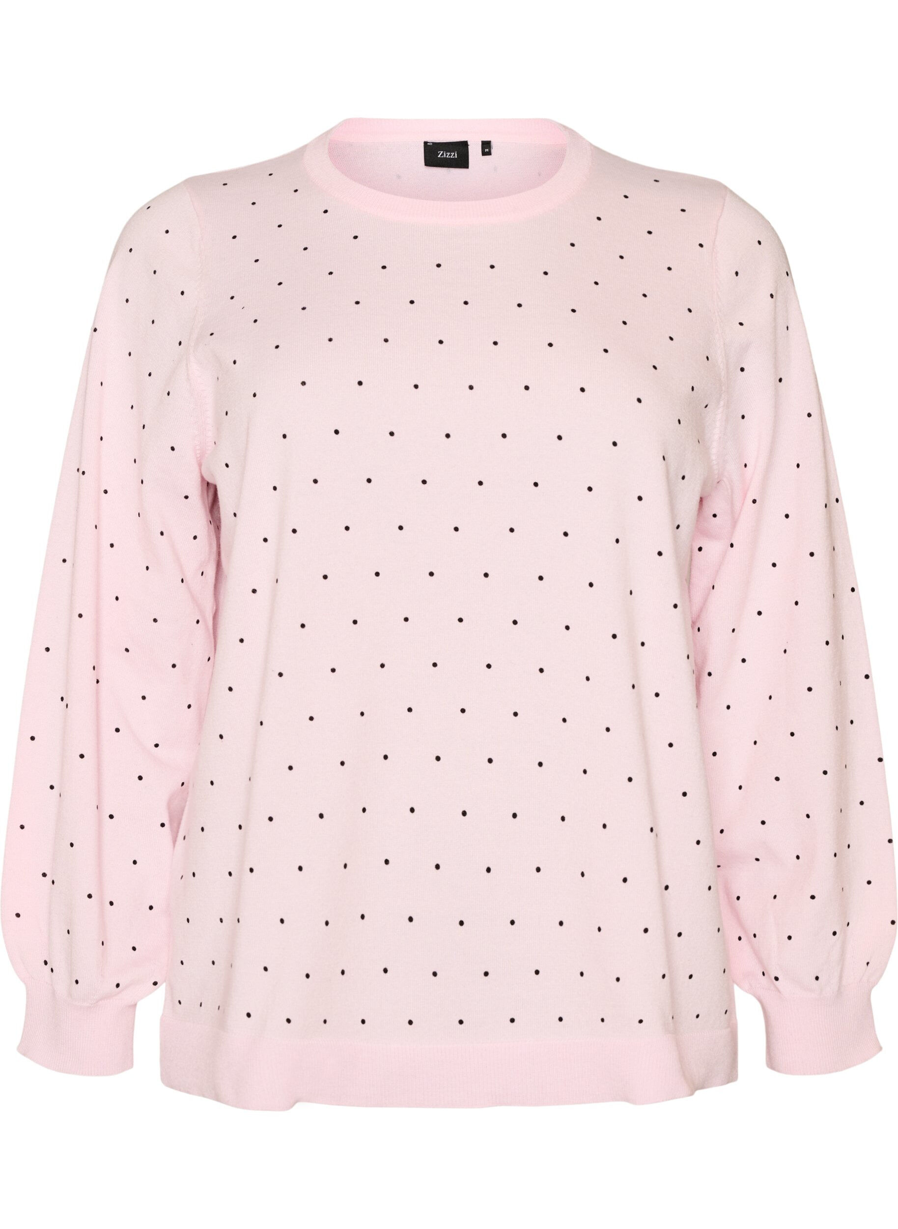 ZizziStrickbluse mit kleinen Punkten, Pink, Packshot image number 0