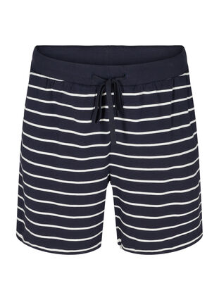 Lockere Shorts aus Baumwolle mit Streifen, Night Sky w. Egret, Packshot image number 0
