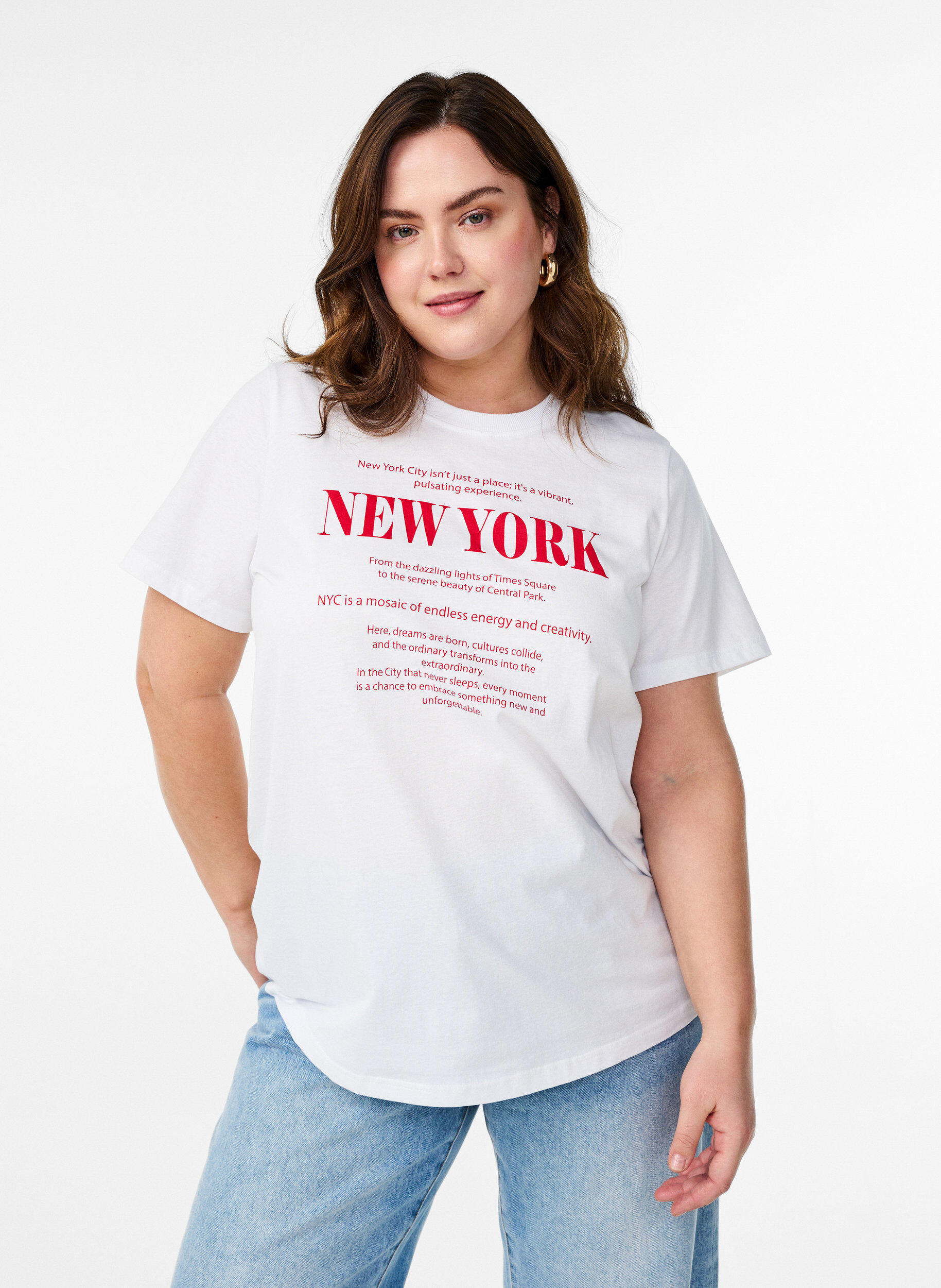 ZizziT-Shirt mit Textaufdruck und Rundhalsausschnitt, Wei&szlig;, Model image number 0