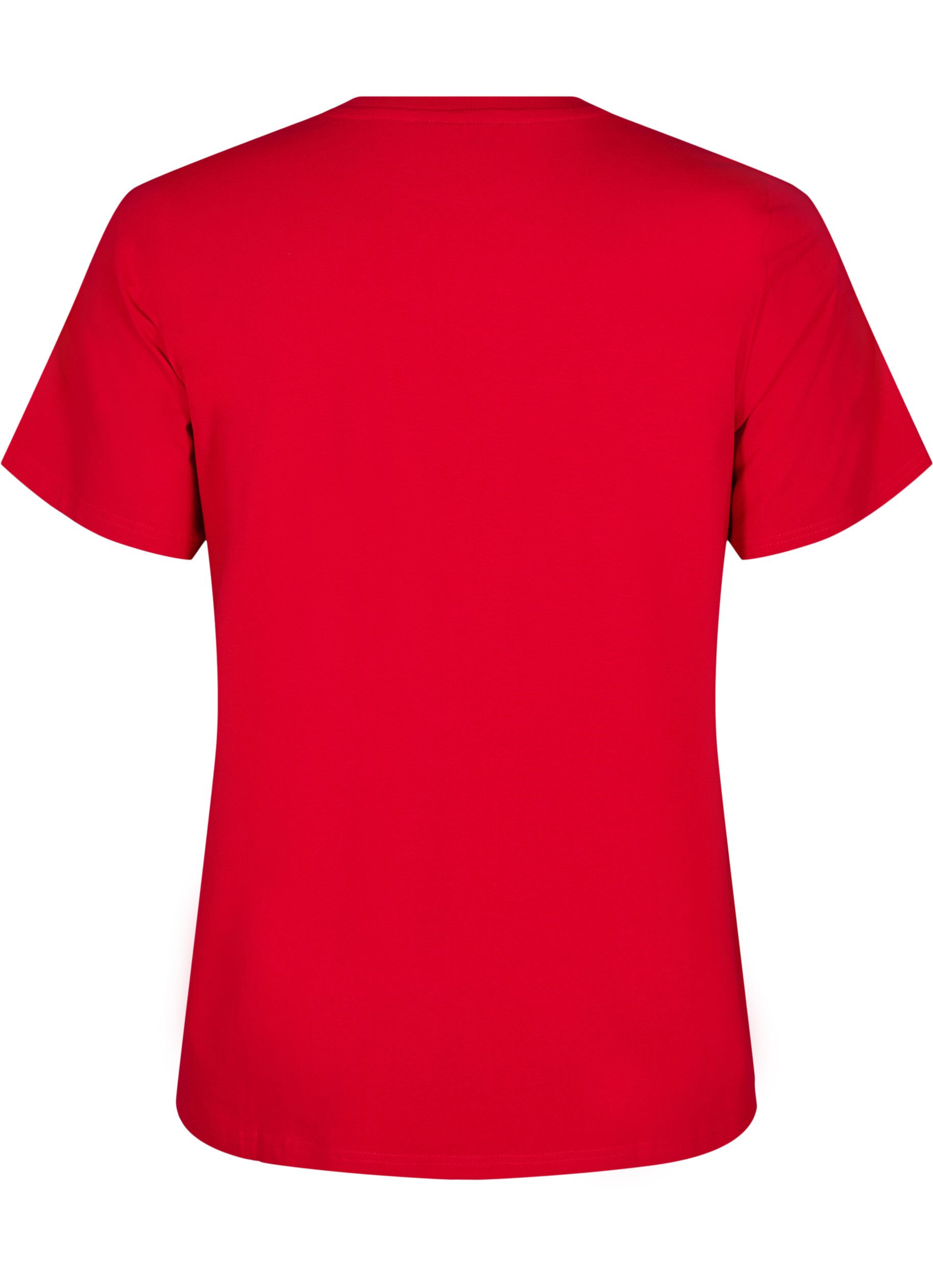 ZizziT-Shirt aus Bio-Baumwolle mit Rundhalsausschnitt, Salsa, Packshot image number 1