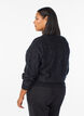 Strickjacke mit Reißverschluss und Pailletten, Schwarz, Model image number 2