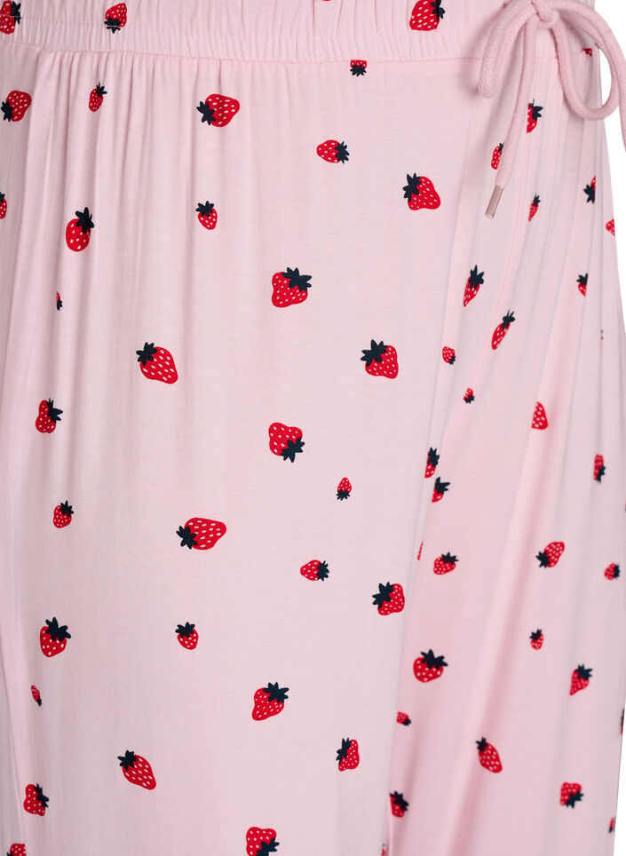 Pyjamahose aus weichem Jersey mit hoher Taille und Frucht-Print, Rot, Packshot image number 2