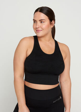 Sporttop mit Tone-in-Tone Muster, Black, Model image number 0