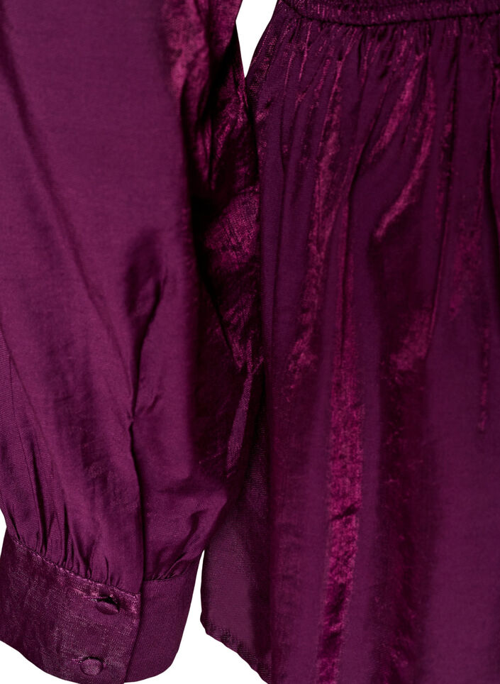 Gl&auml;nzende Bluse aus Viskose mit Peplum-Effekt, Lila, Packshot image number 3