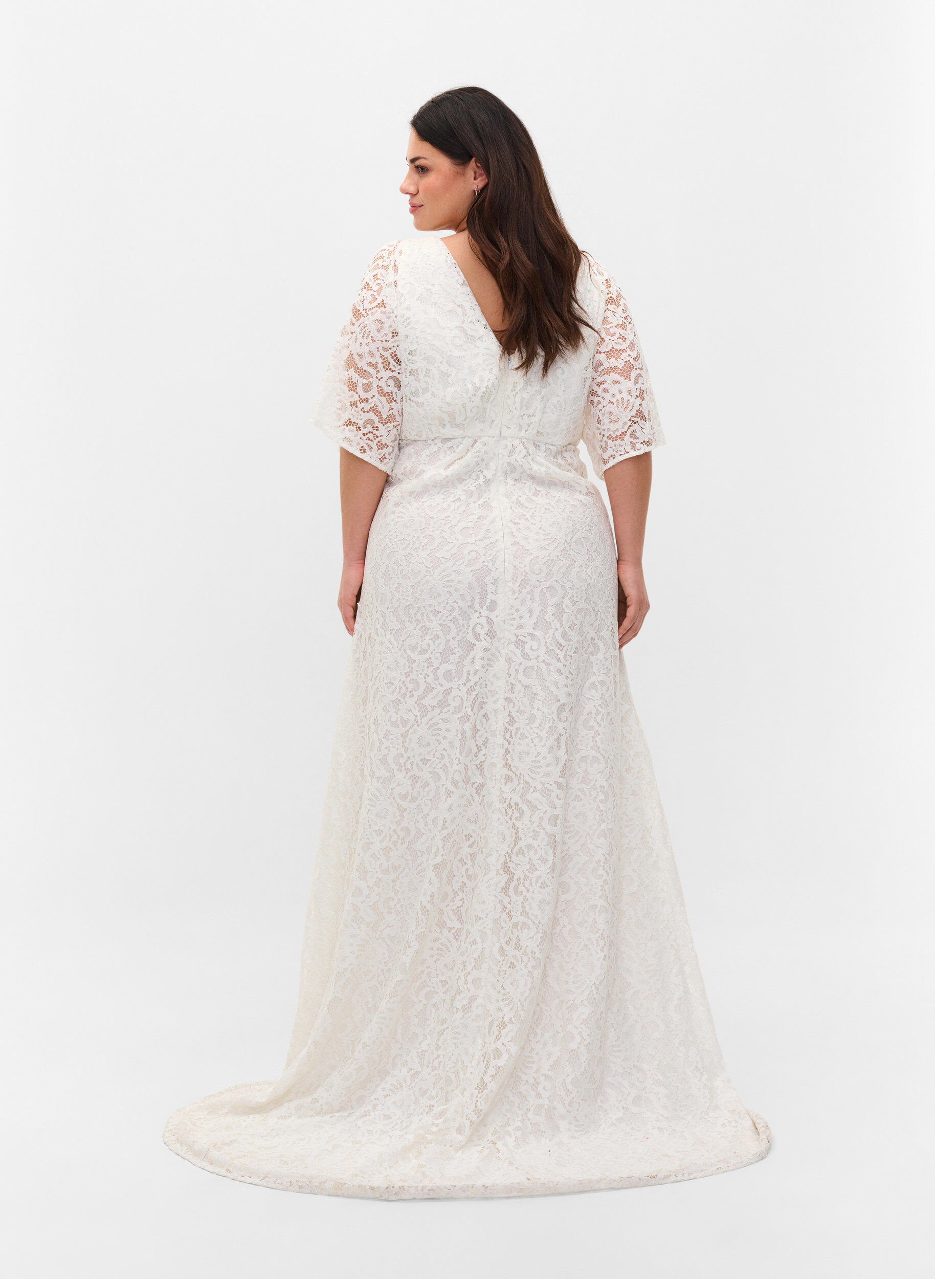 ZizziBrautkleid mit Spitze und Schlitz, Star White, Model image number 2