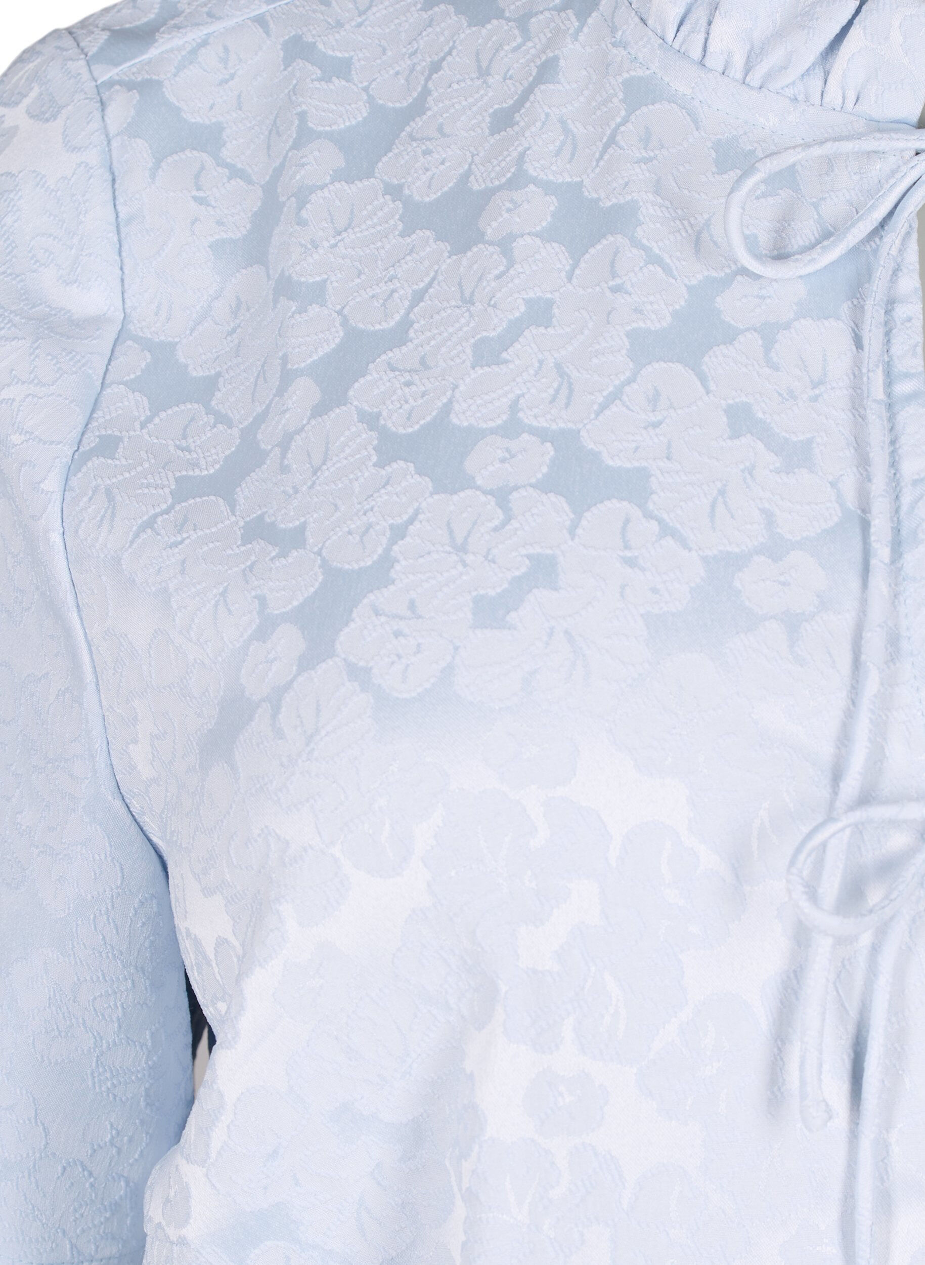 ZizziKurz&auml;rmelige Jacquard-Bluse mit Schleifen, Blau, Packshot image number 2