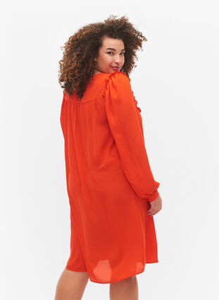 Langes Ärmel Kleid mit Rüschen (GRS), Orange.com, Model image number 1