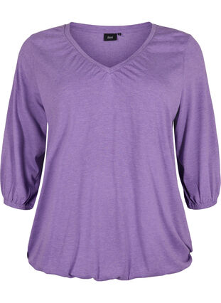 Melange-Bluse mit V-Ausschnitt, Deep Lavender Mél, Packshot image number 0