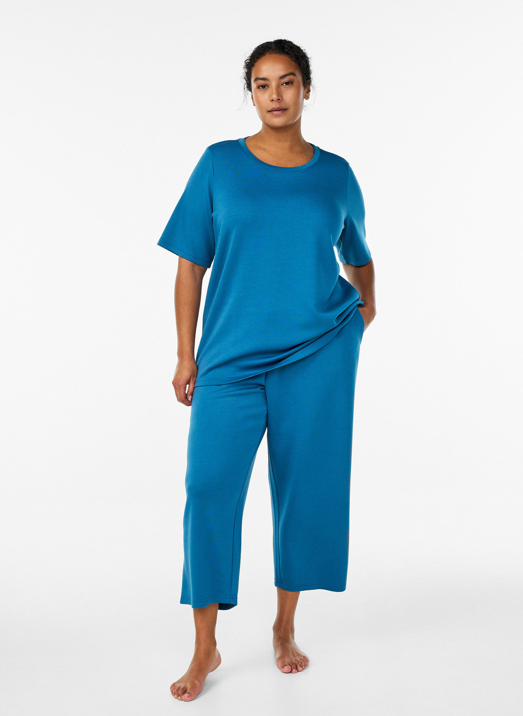 ZizziT-Shirt aus Modalgemisch, Petrol, Model image number 1