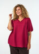 Bluse mit Ballon&auml;rmeln und V-Ausschnitt, Rot, Model image number 0