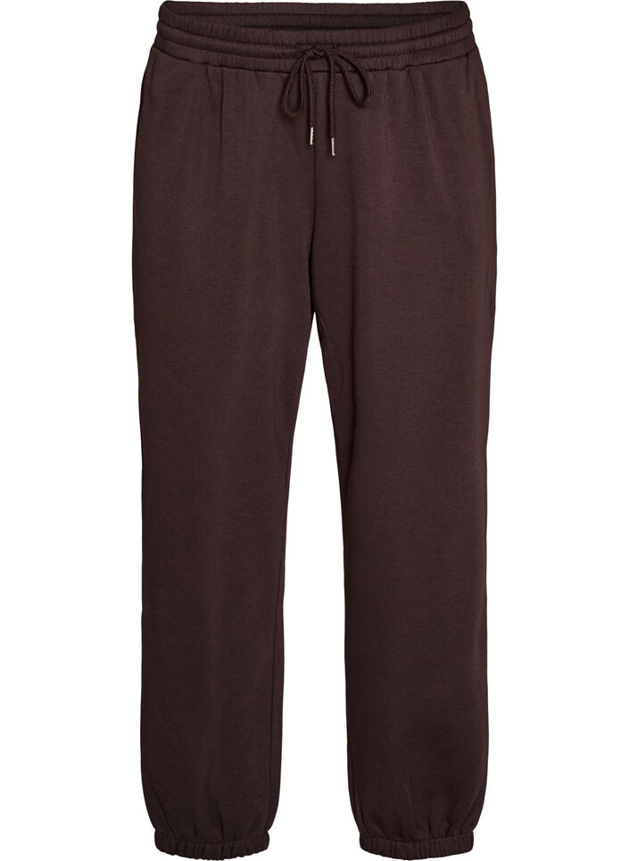 Hoch taillierte Sweatpants mit Kordelzug, Braun, Packshot image number 0