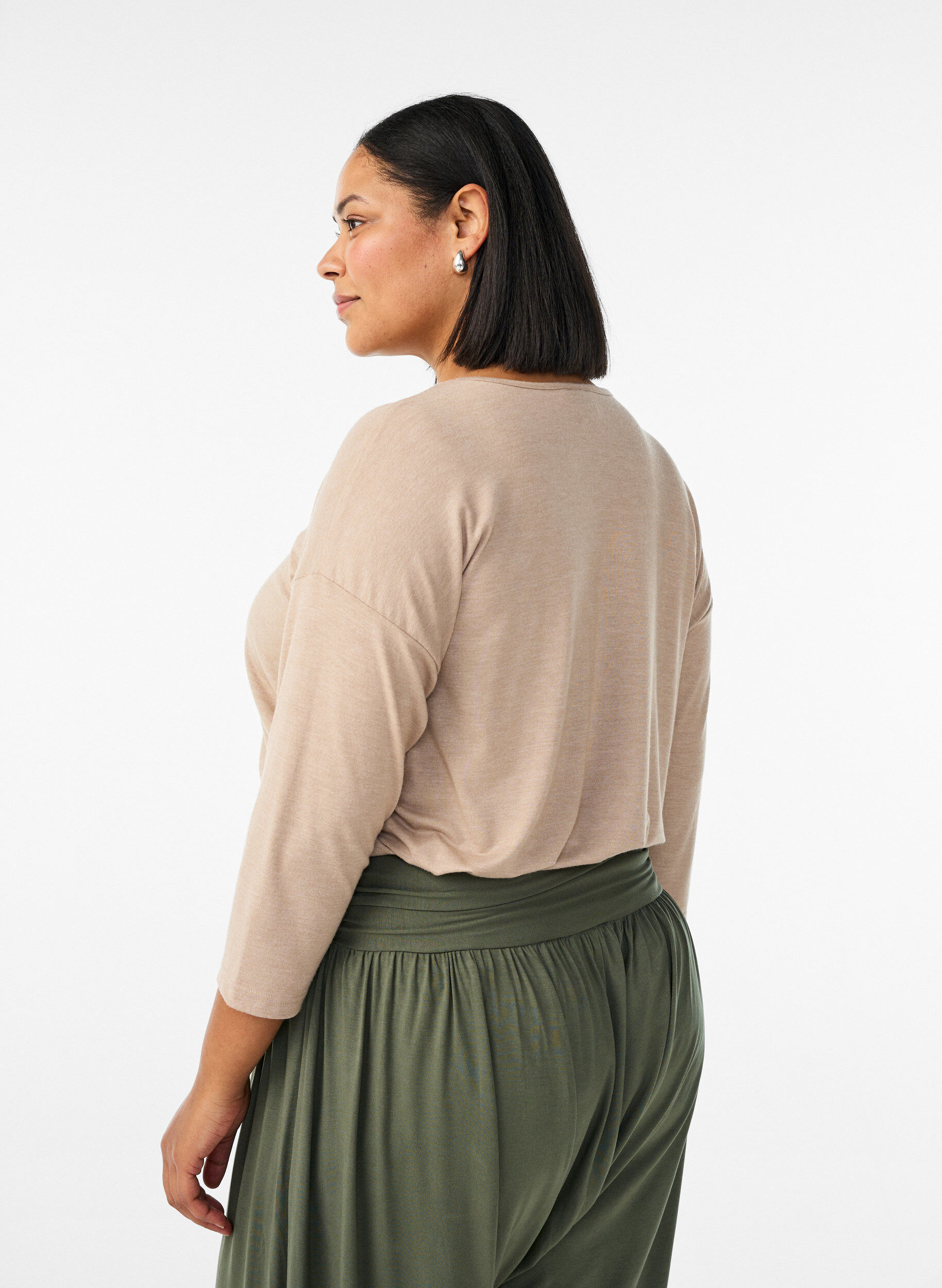 ZizziBluse aus Jersey mit 3/4-&Auml;rmeln, Beige, Model image number 2