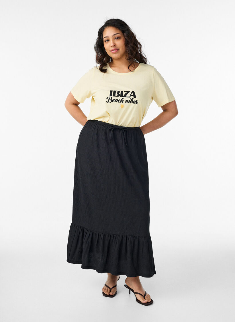 T-Shirt mit Print, Gelb, Model image number 1