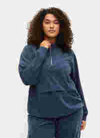 Sweatshirt mit Reißverschluss und Taschen, Insignia Blue Mel. , Model