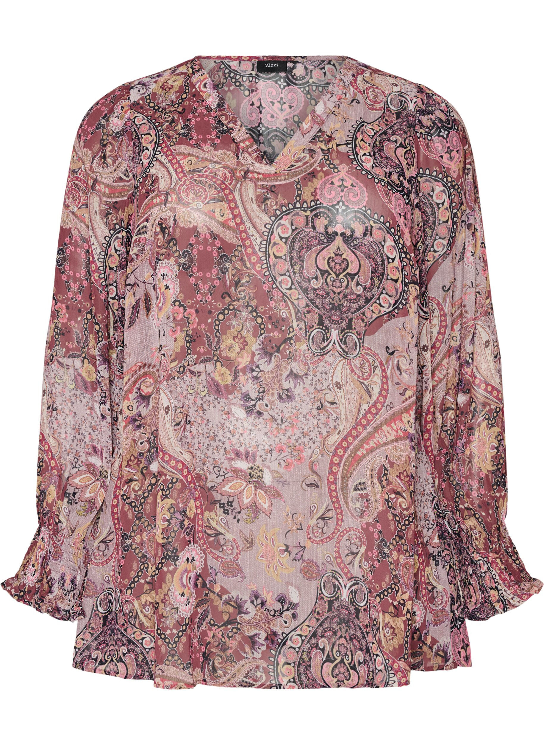 Tunika mit Paisleymuster und gesmokten &Auml;rmelb&uuml;ndchen