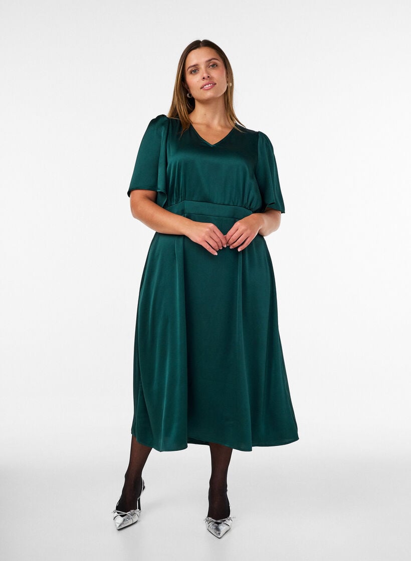 Empire-Partykleid in Midil&auml;nge, Gr&uuml;n, Model image number 0