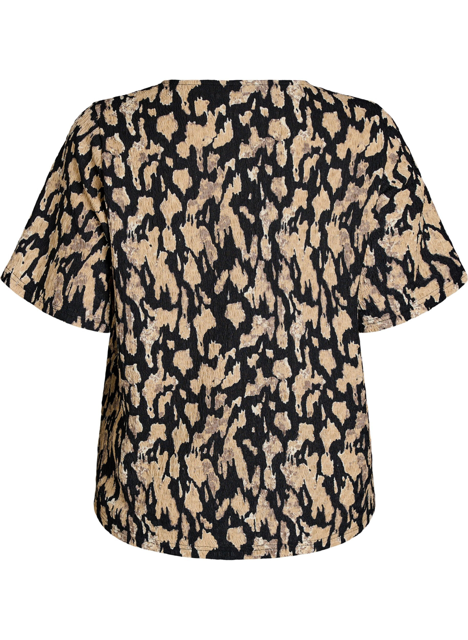 ZizziKurz&auml;rmelige Bluse mit Muster, Schwarz, Packshot image number 1