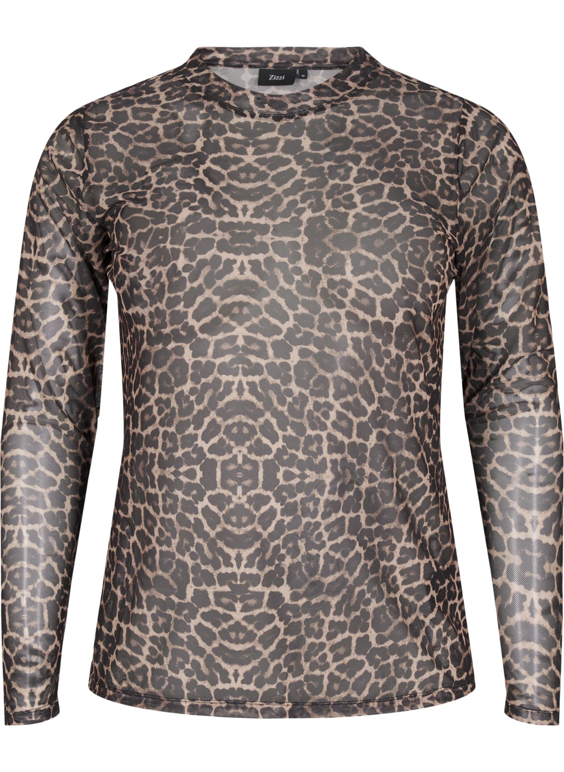 ZizziNetzbluse mit Leopardenmuster, Braun, Packshot image number 0