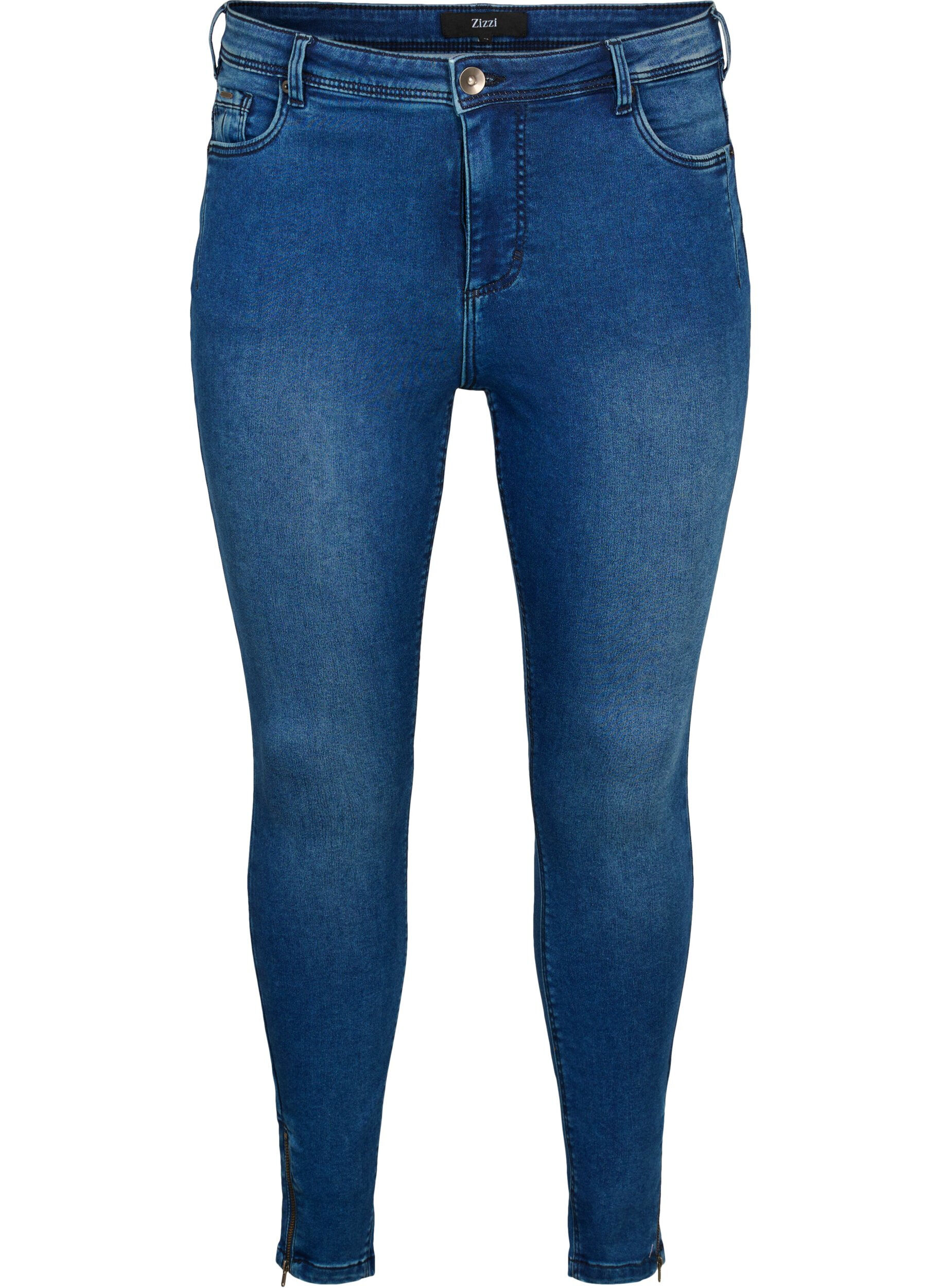 ZizziCropped Amy Jeans mit Rei&szlig;verschluss, Blau, Packshot image number 0