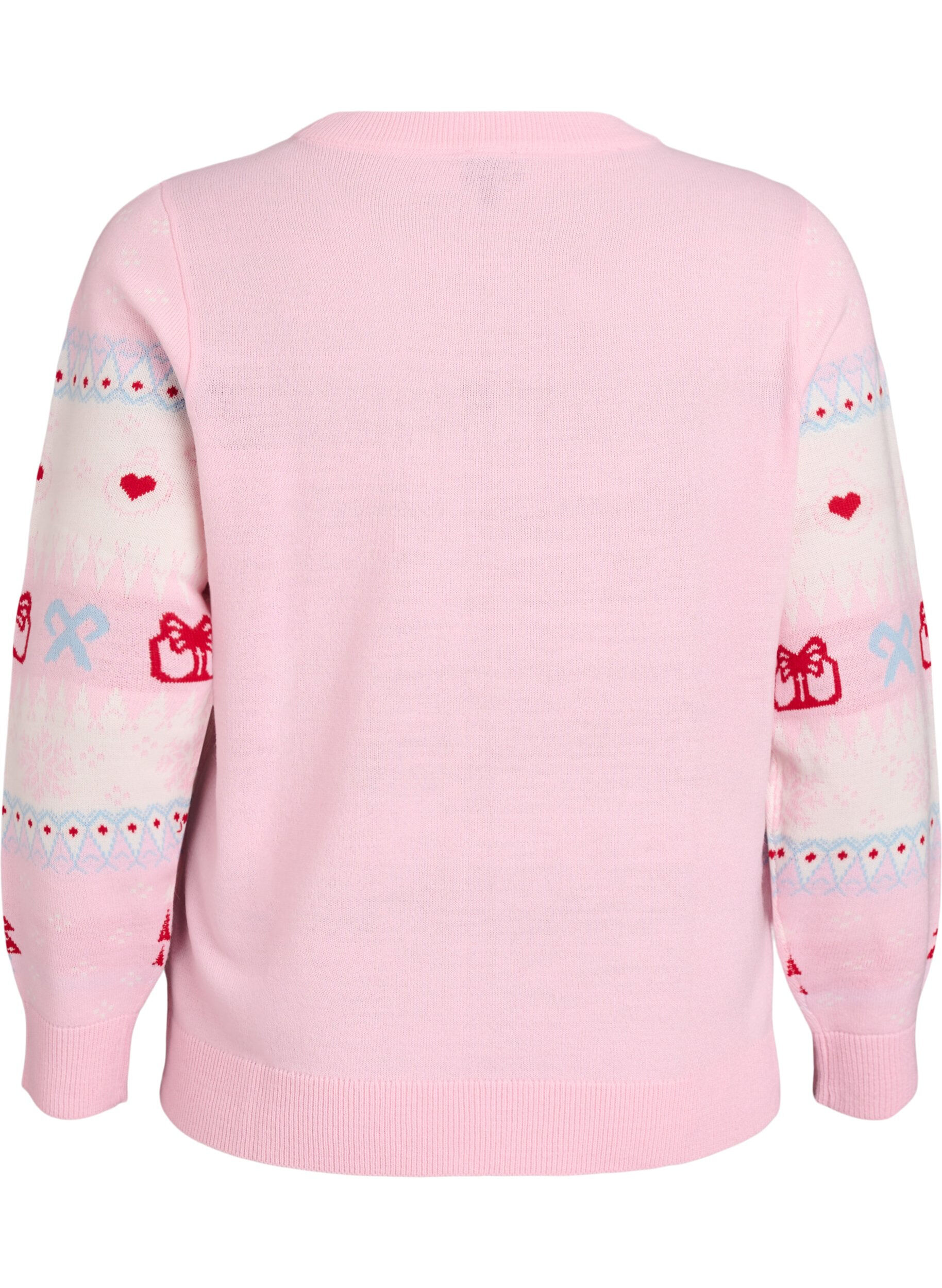 ZizziStrickbluse mit Weihnachtsmotiv, Pink, Packshot image number 1