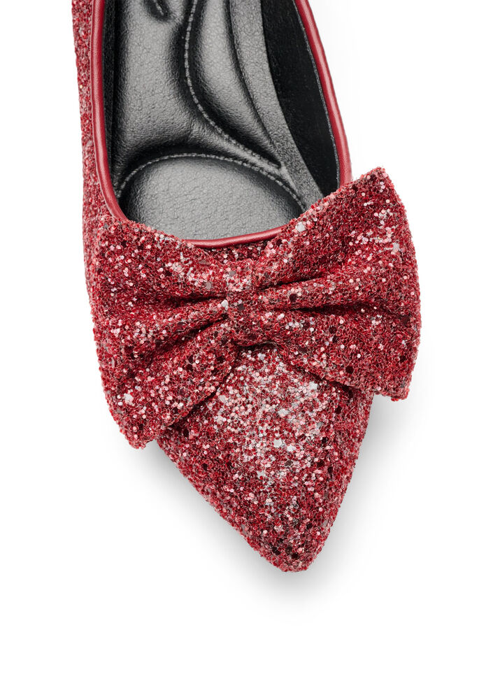 Glitzer-Pumps mit Schleife, Rot, Packshot image number 3
